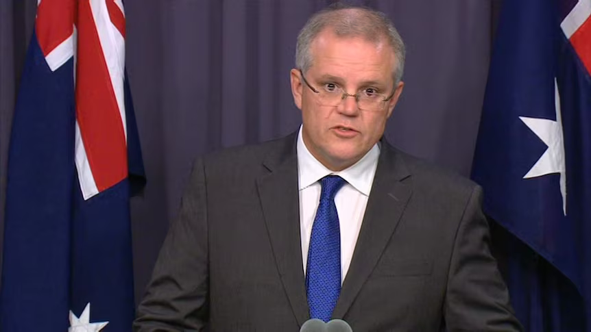 Then Immigration Minister, Scott Morrison, faces questions about his Department's mass data breach in 2014 (image: ABC News, 19 Feb. 2014)