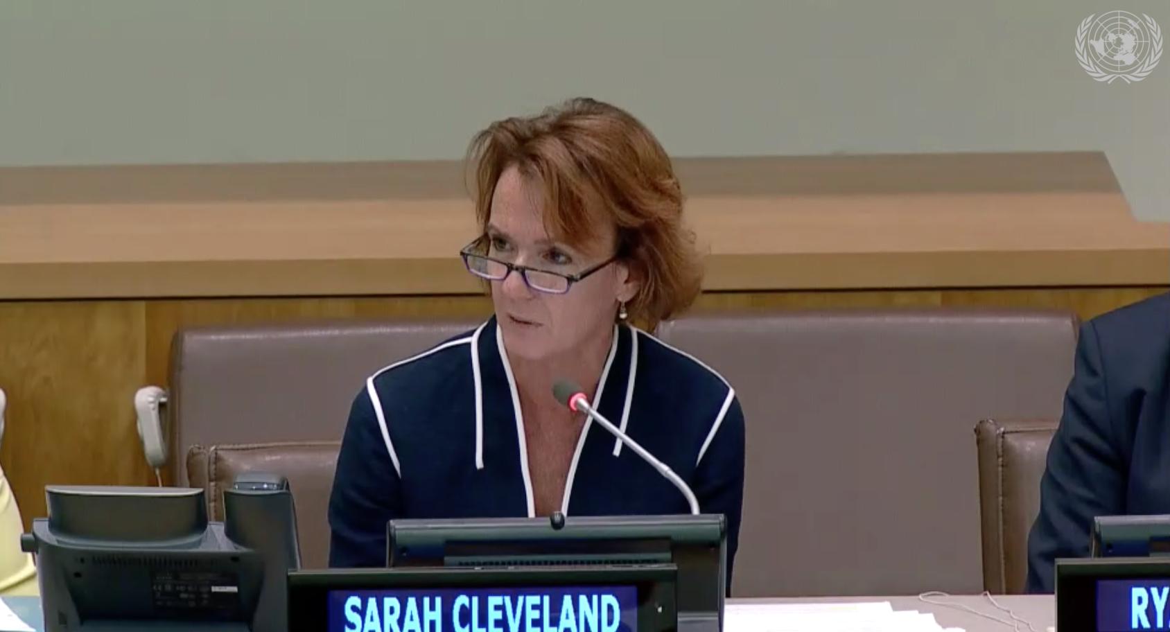 Prof. Sarah Cleveland, human rights lawyer & member of the UN Human Rights Committee, who partly dissented in the case of Nasir v Australia (image: @UKUN_NewYork)