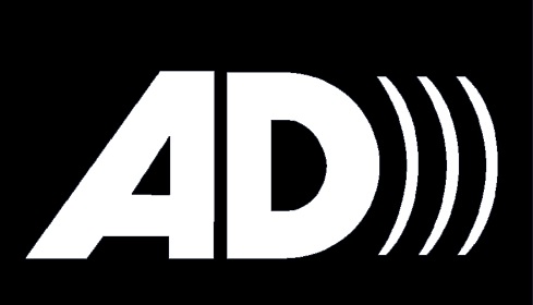 A logo denoting audio description or AD